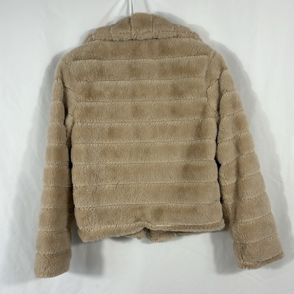 Allegra K Faux Fur Fluffy Coat Collar Warm Winter Outwear Cropped Jacket - Picture 5 of 9